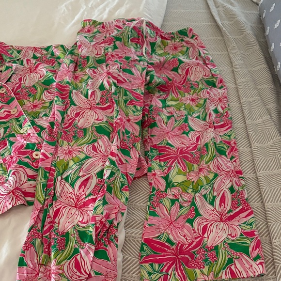 Floral Pink and Green Pajama Set - Picture 4 of 5